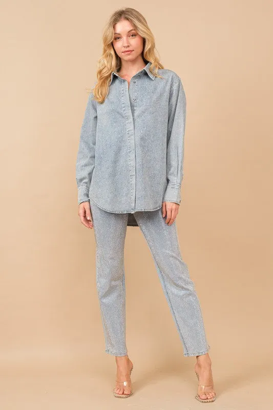 NEW!! Midland High Rise Rhinestone Jeans in Denim