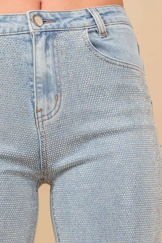 NEW!! Midland High Rise Rhinestone Jeans in Denim
