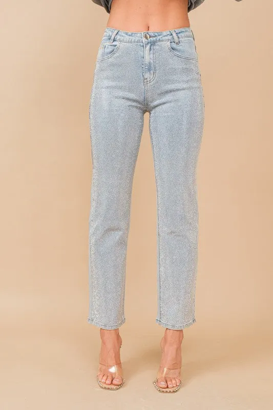NEW!! Midland High Rise Rhinestone Jeans in Denim