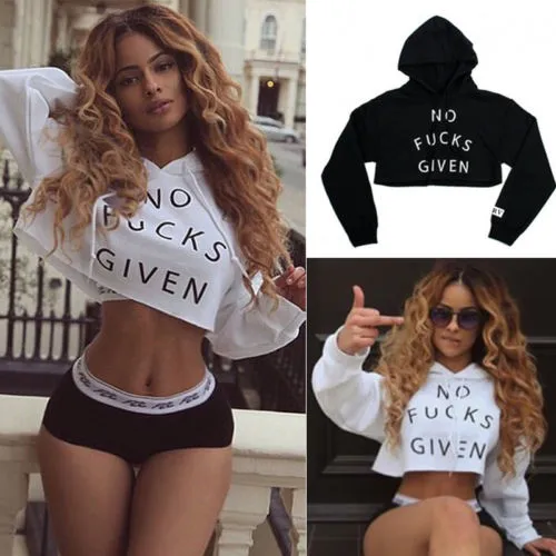 NO F*cks Given Crop top Hoodie