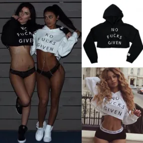 NO F*cks Given Crop top Hoodie