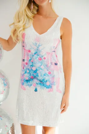 NUTCRACKER TREE SILVER SEQUIN DRESS