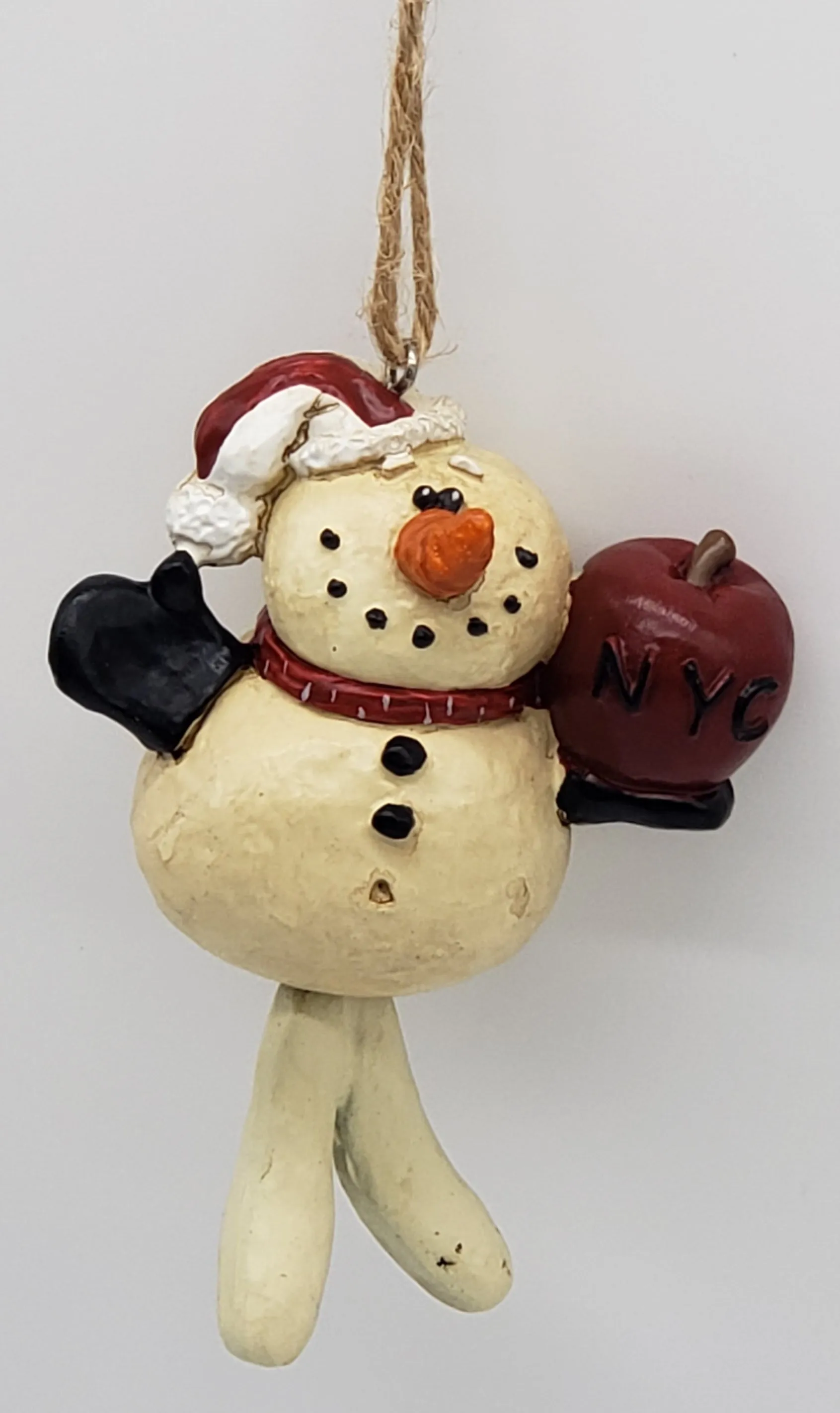 NYC Apple Snowman Christmas Ornament
