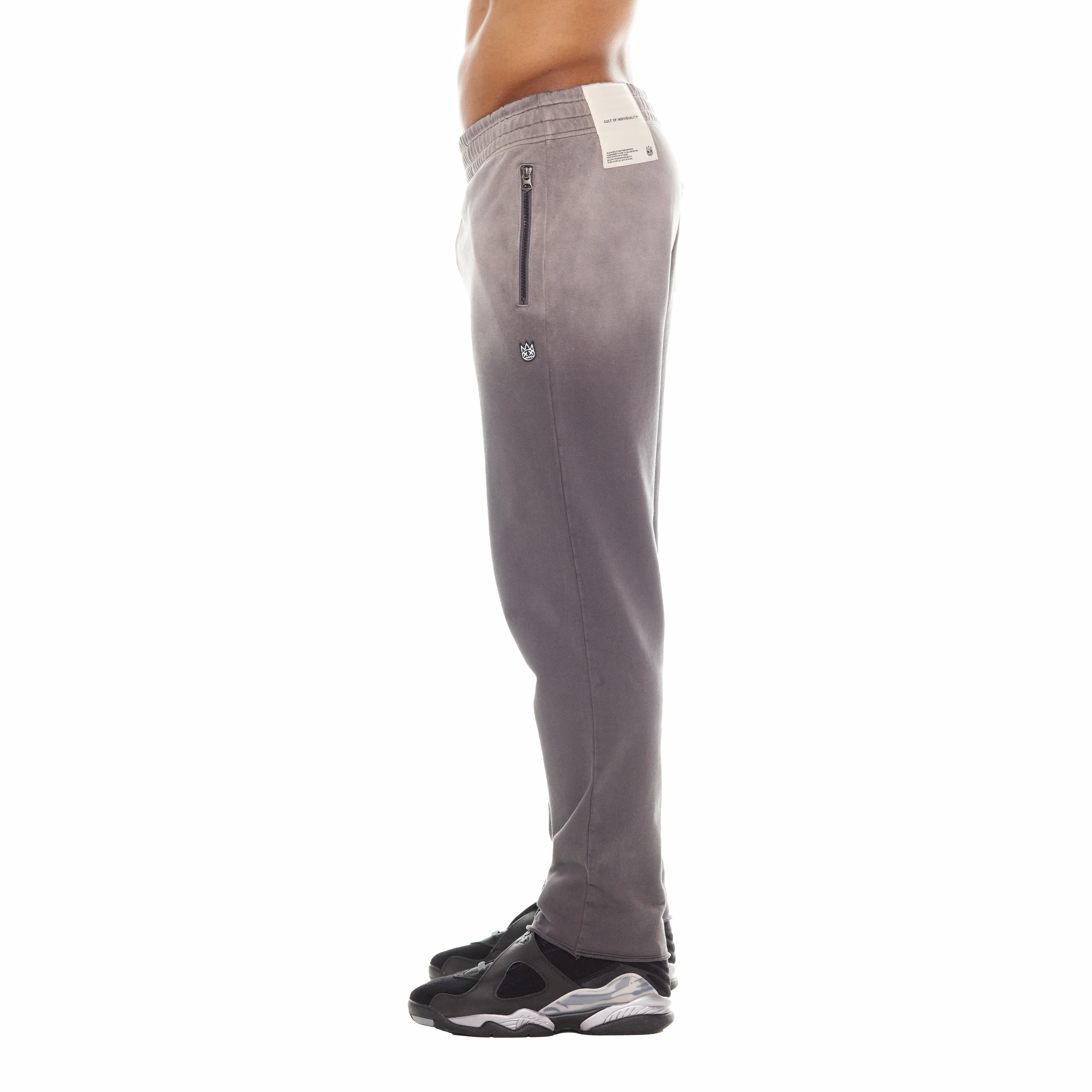 OPEN HEM SWEATPANTS IN VINTAGE CHARCOAL