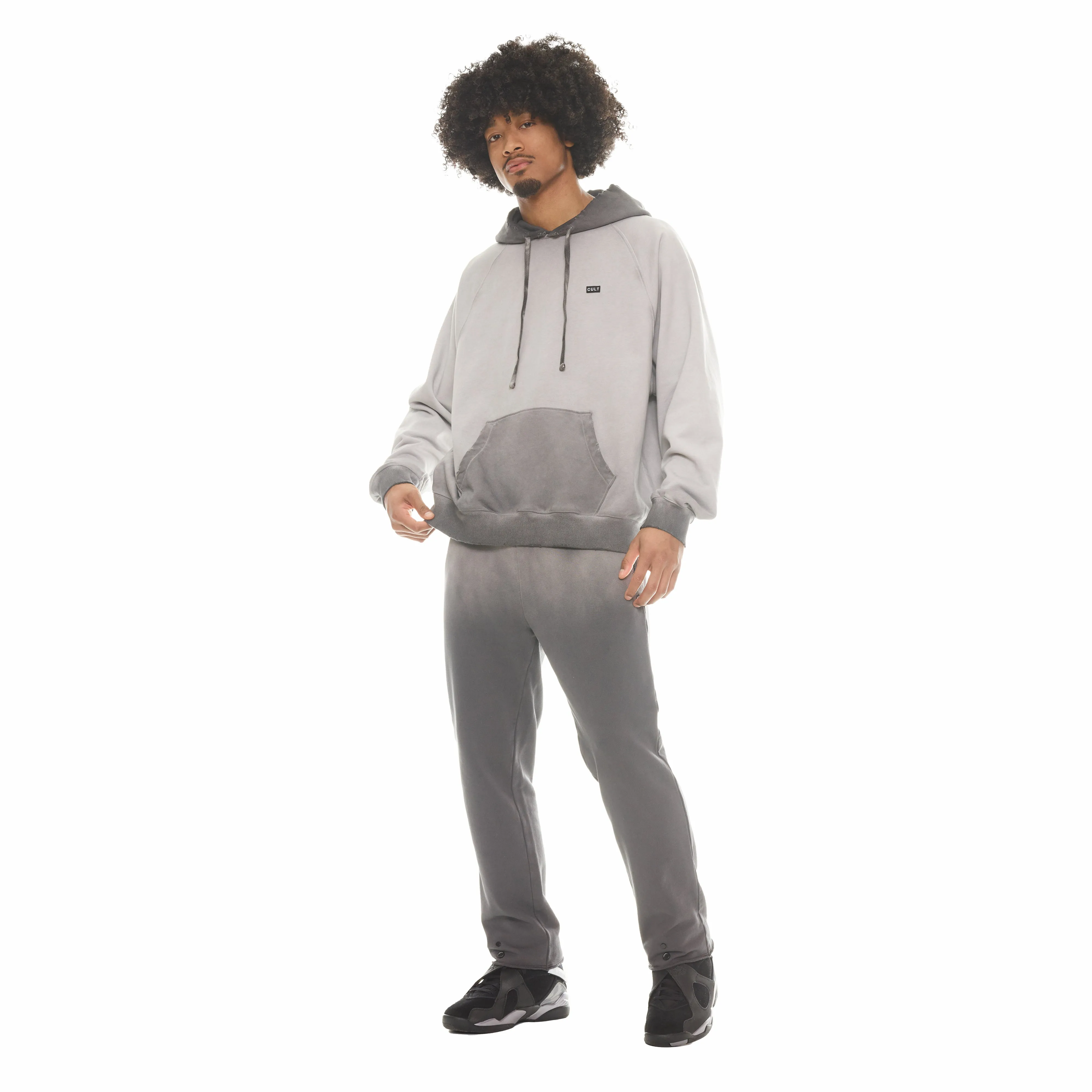OPEN HEM SWEATPANTS IN VINTAGE CHARCOAL
