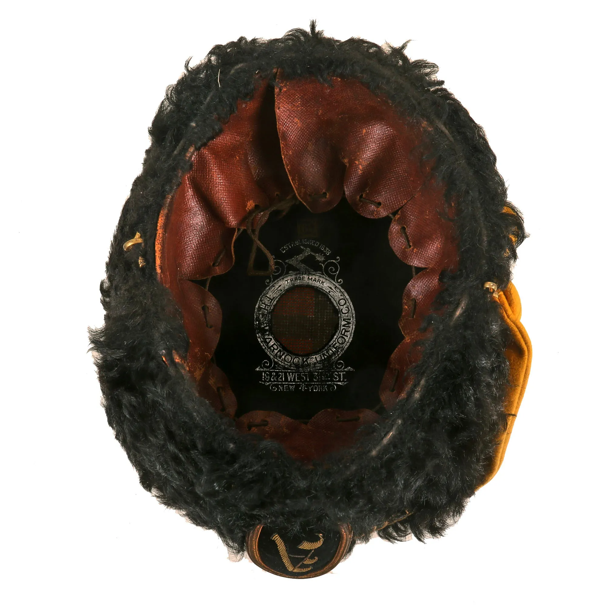 Original U.S. Late 19th Century New York Hussars Squadron A Astrakhan Busby Hat with Plume by Warnock Uniform Co. with Transit Tin