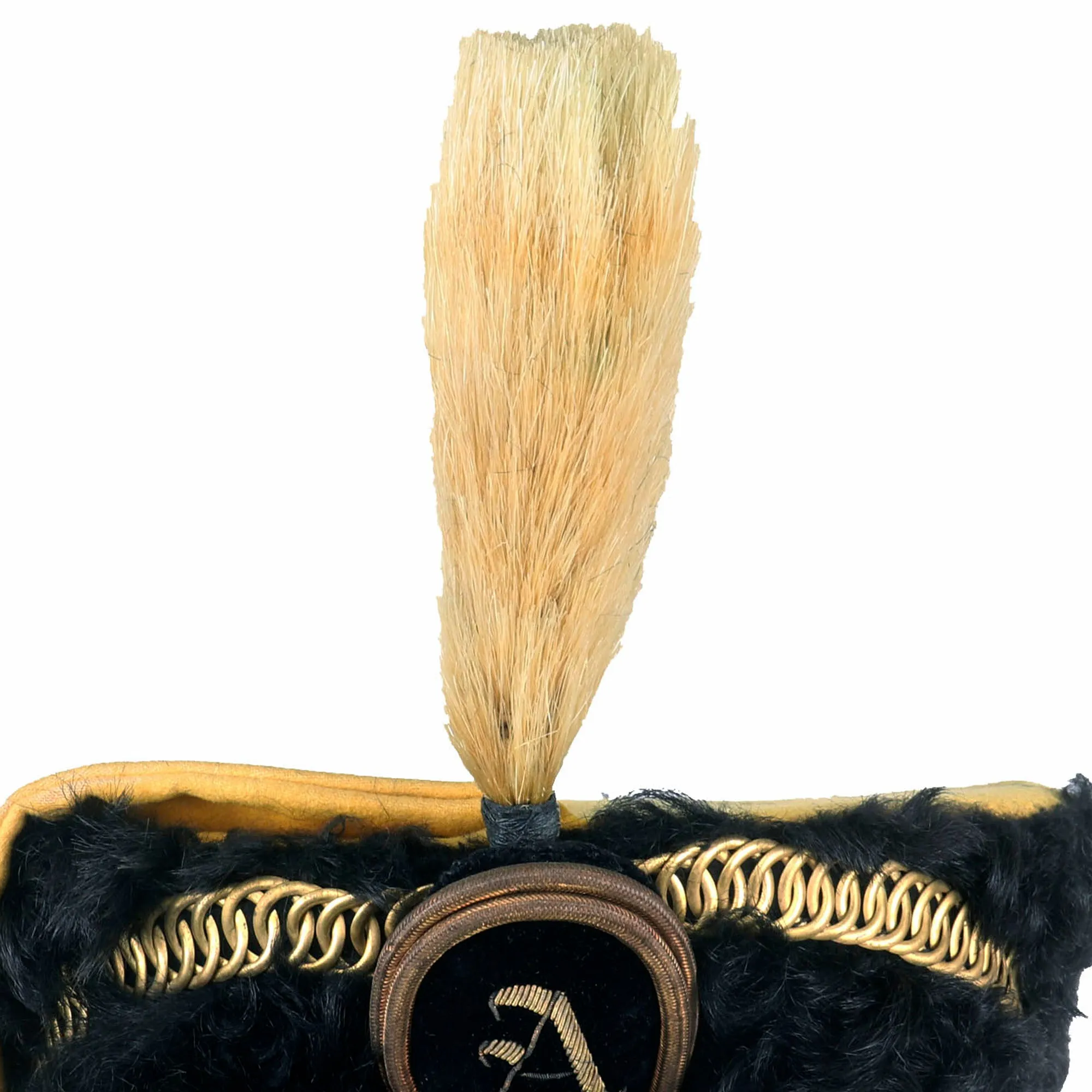 Original U.S. Late 19th Century New York Hussars Squadron A Astrakhan Busby Hat with Plume by Warnock Uniform Co. with Transit Tin