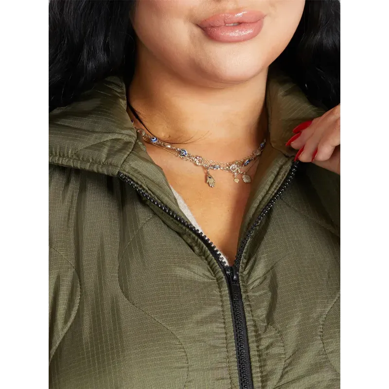 Padded Quilted Down Hooded Jacket