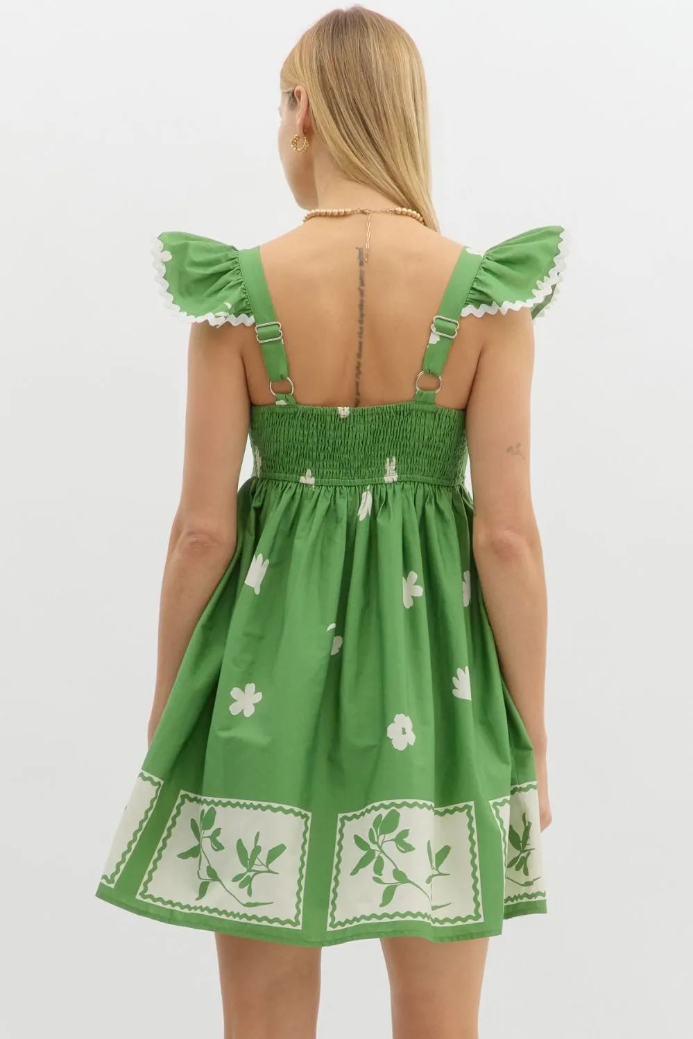 PATRICK EMPIRE WAIST MINI DRESS IN GREEN