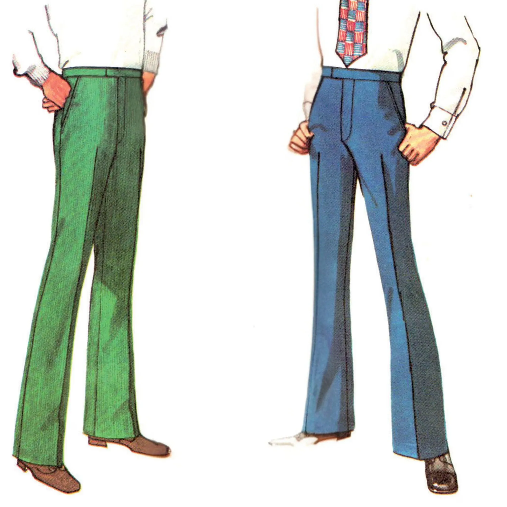 PDF - 1970s Sewing Pattern, Men’s Pants in Proportioned Sizes - Waist: 34” (87cm) - Download