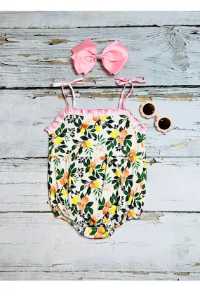 Peaches & lemons print cute baby romper XCH0999-2H