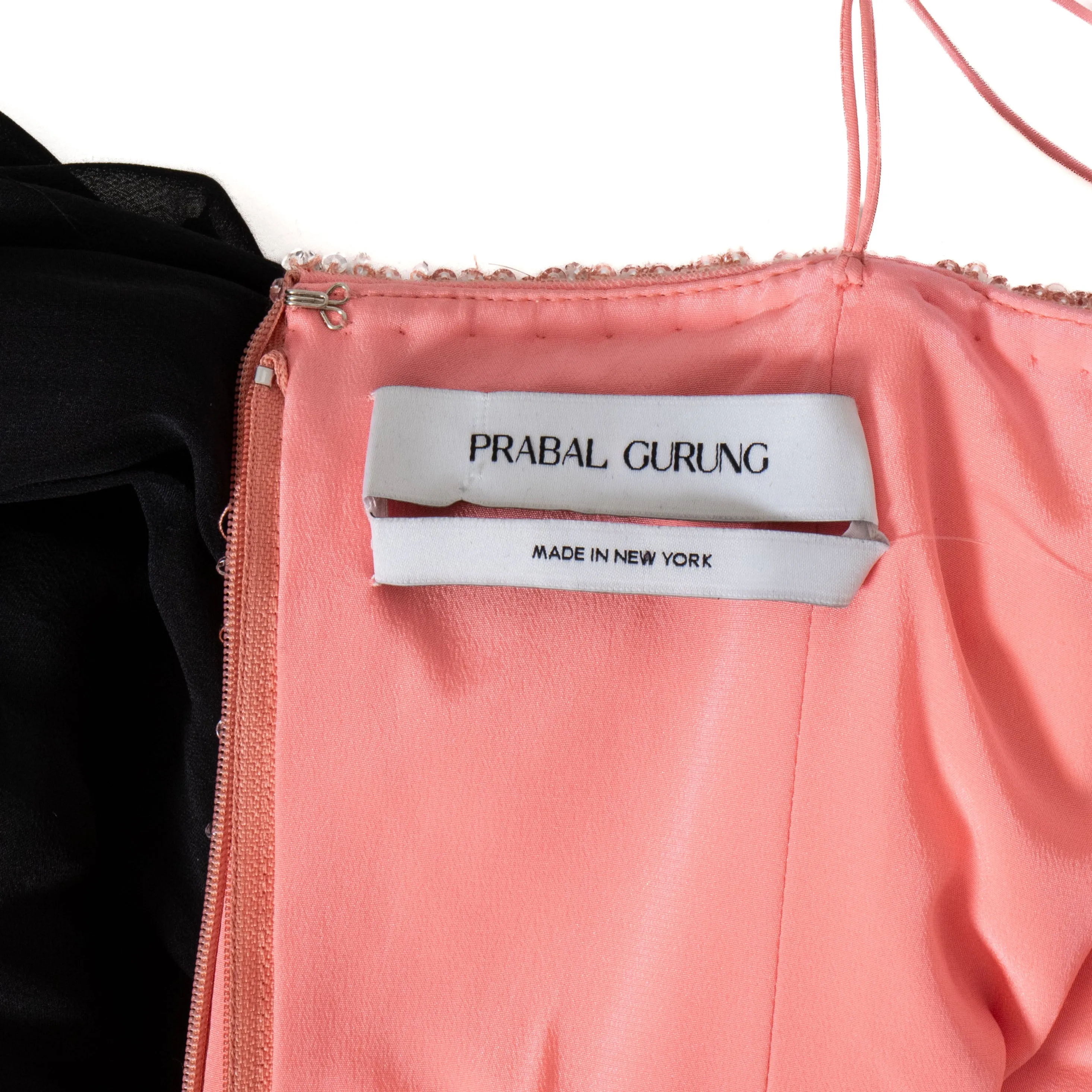 Pink and Black Silk Beaded Gown