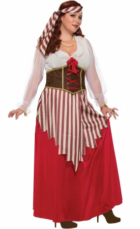 Pirate Wench Long Red Womens Plus Size Costume
