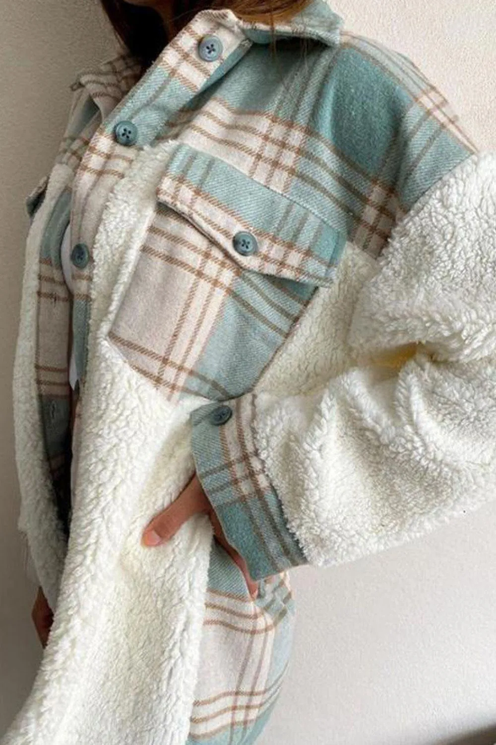 Plaid Oversized Sherpa Jacket For Women
