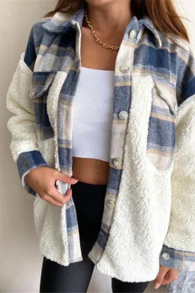 Plaid Oversized Sherpa Jacket For Women