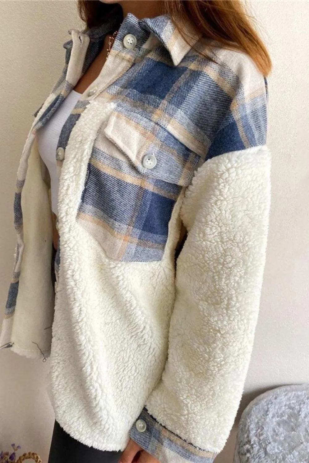 Plaid Oversized Sherpa Jacket For Women