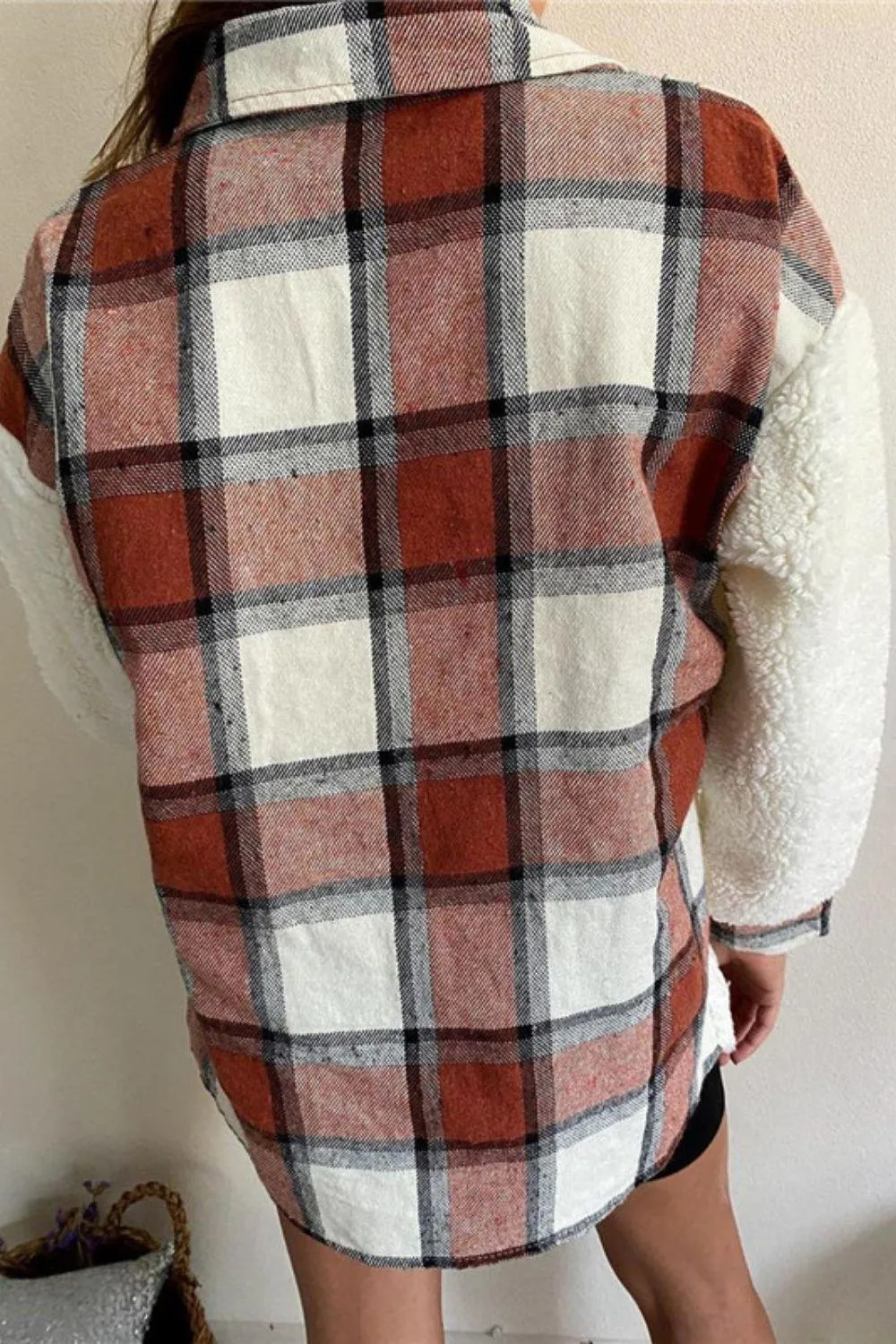Plaid Oversized Sherpa Jacket For Women