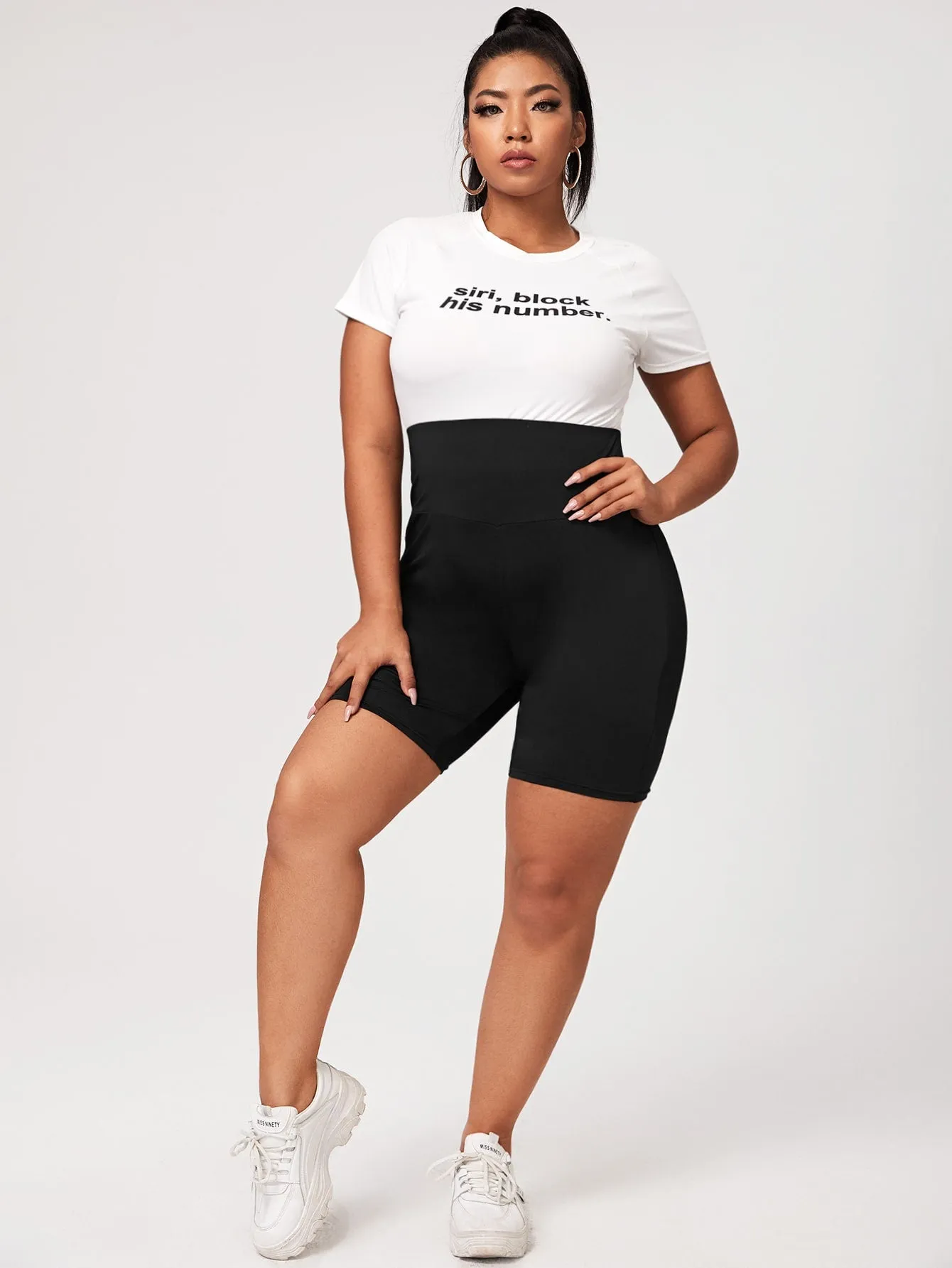 Plain Criss Cross Short Plus Size Leggings