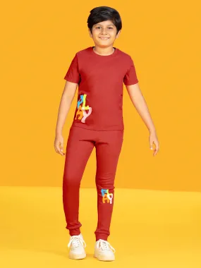 Playmate Boys Co-Ord Set Combed Cotton Red
