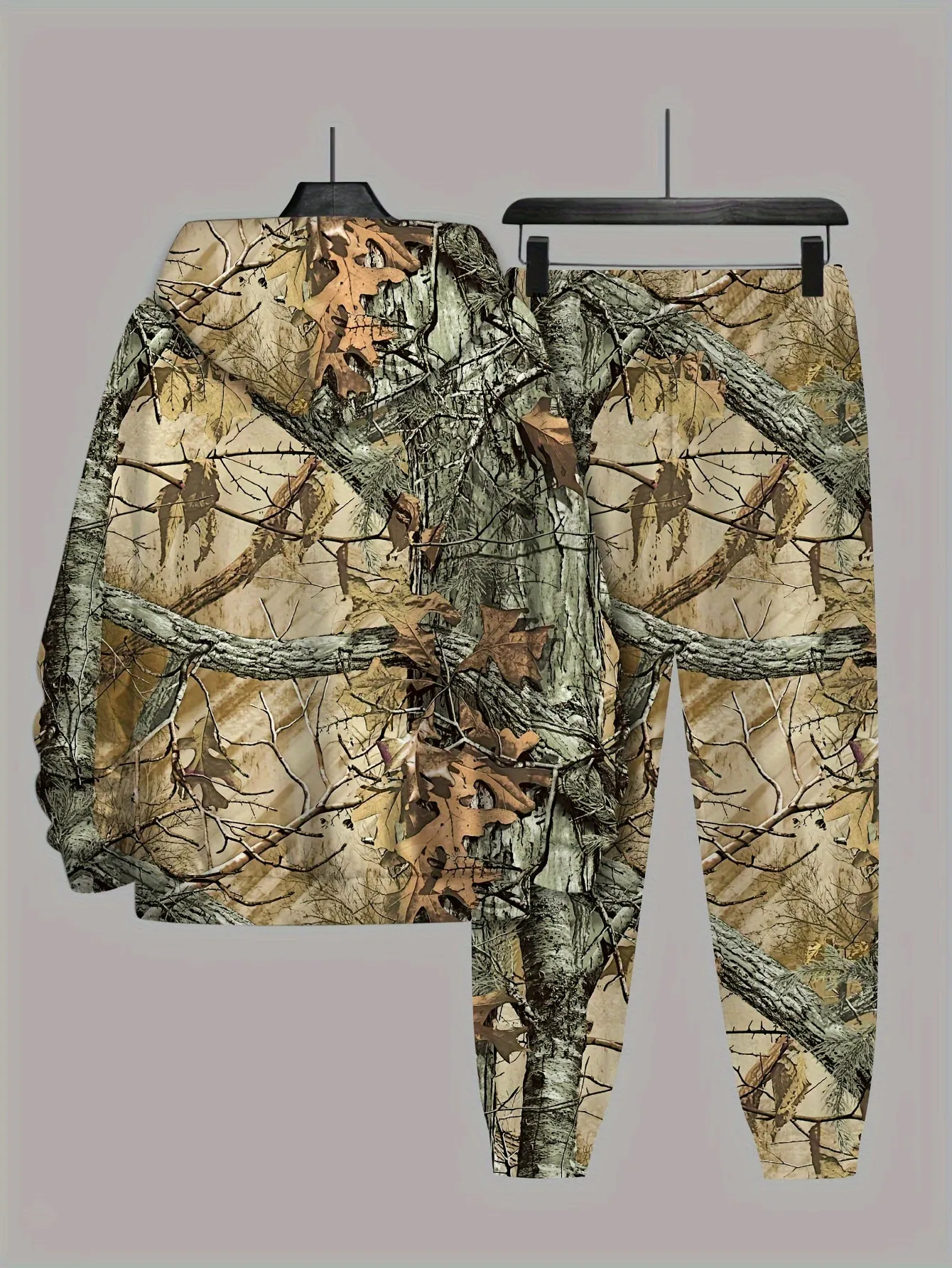 Plus Size Men’s 3D Graphic Print Hooded Sweatshirt & Sweatpants Set – Casual Color Block Design, Non-Stretch Polyester Knit for Spring, Fall, and Winter