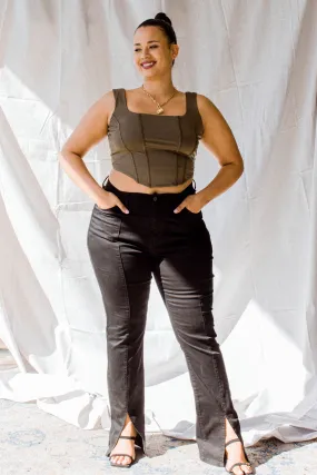 Plus Size Slit Front Jeans