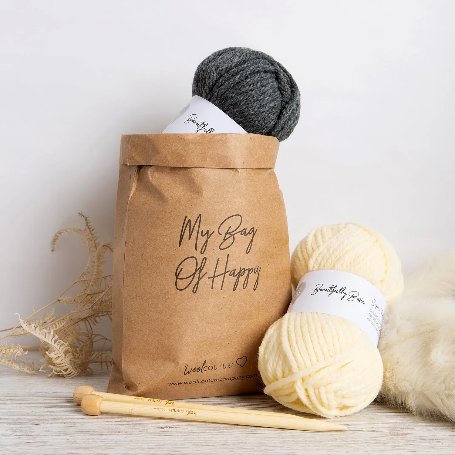 Pom Pom Hat Knitting Kit - Beginner Basics