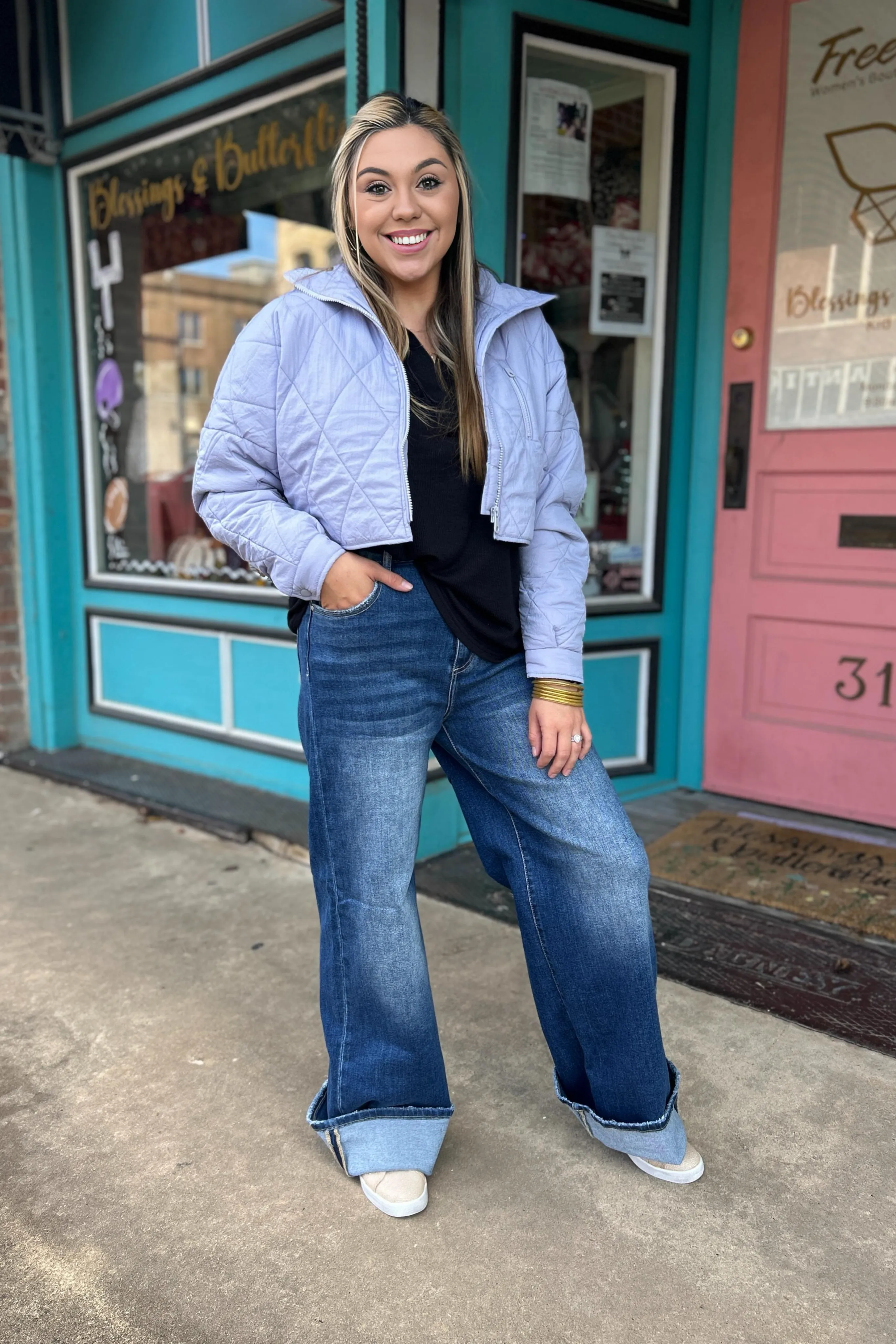 Quilted Light Purple Crop Jacket