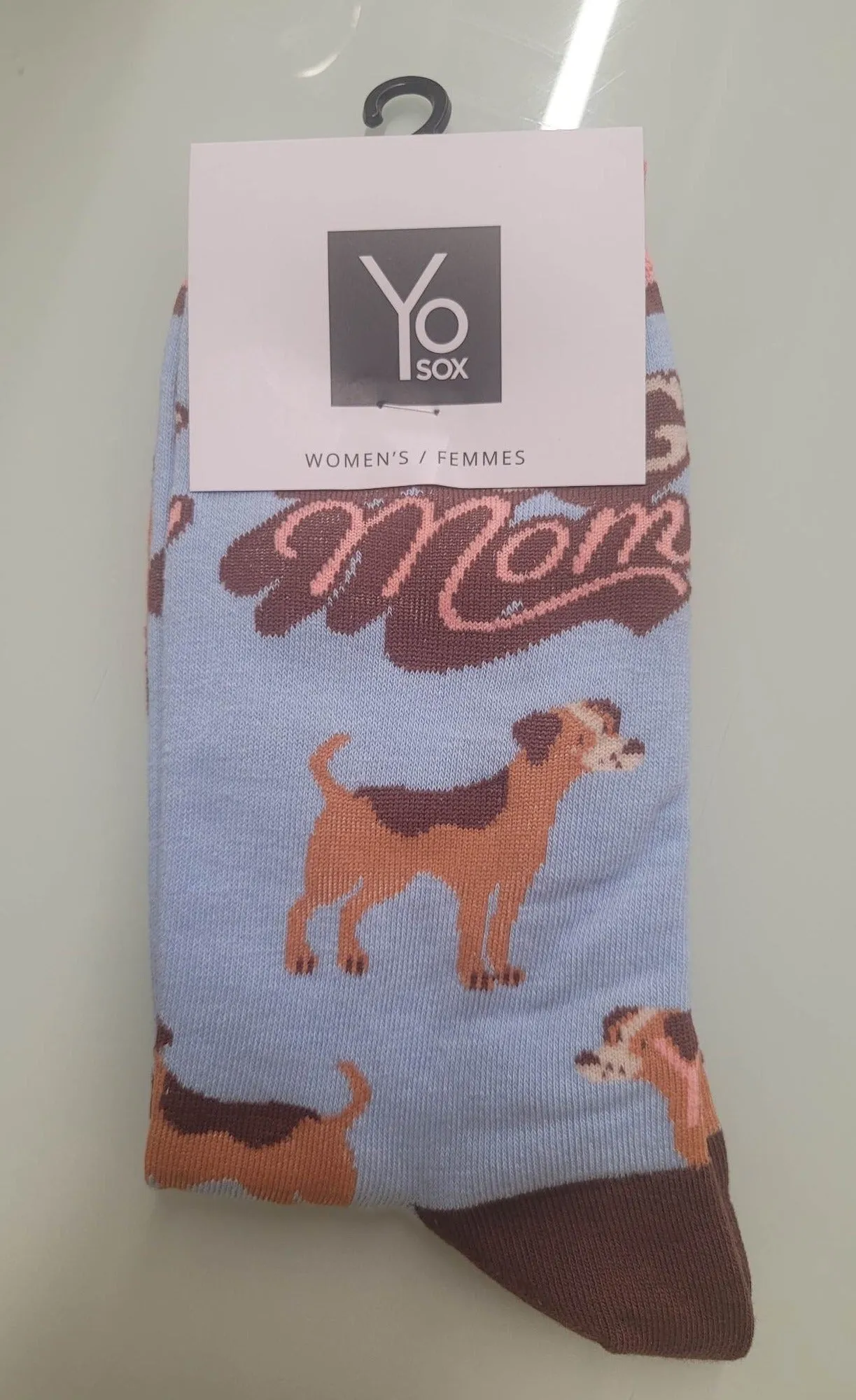 "Dog Mom" Cotton Dress Crew Socks by YO Sox - Medium