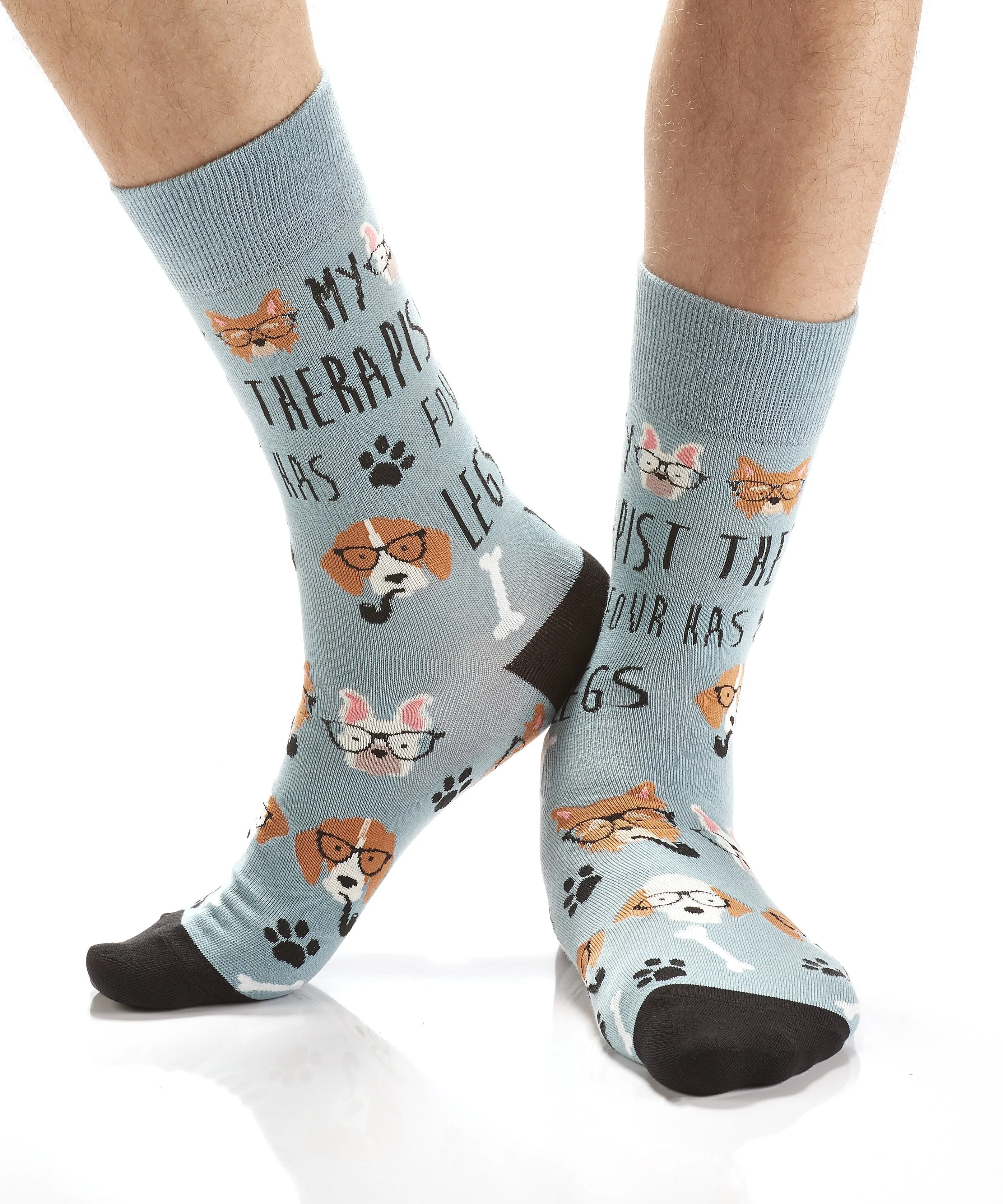 "Four-Legged Friend" Cotton Dress Crew Socks by YO Sox - Large