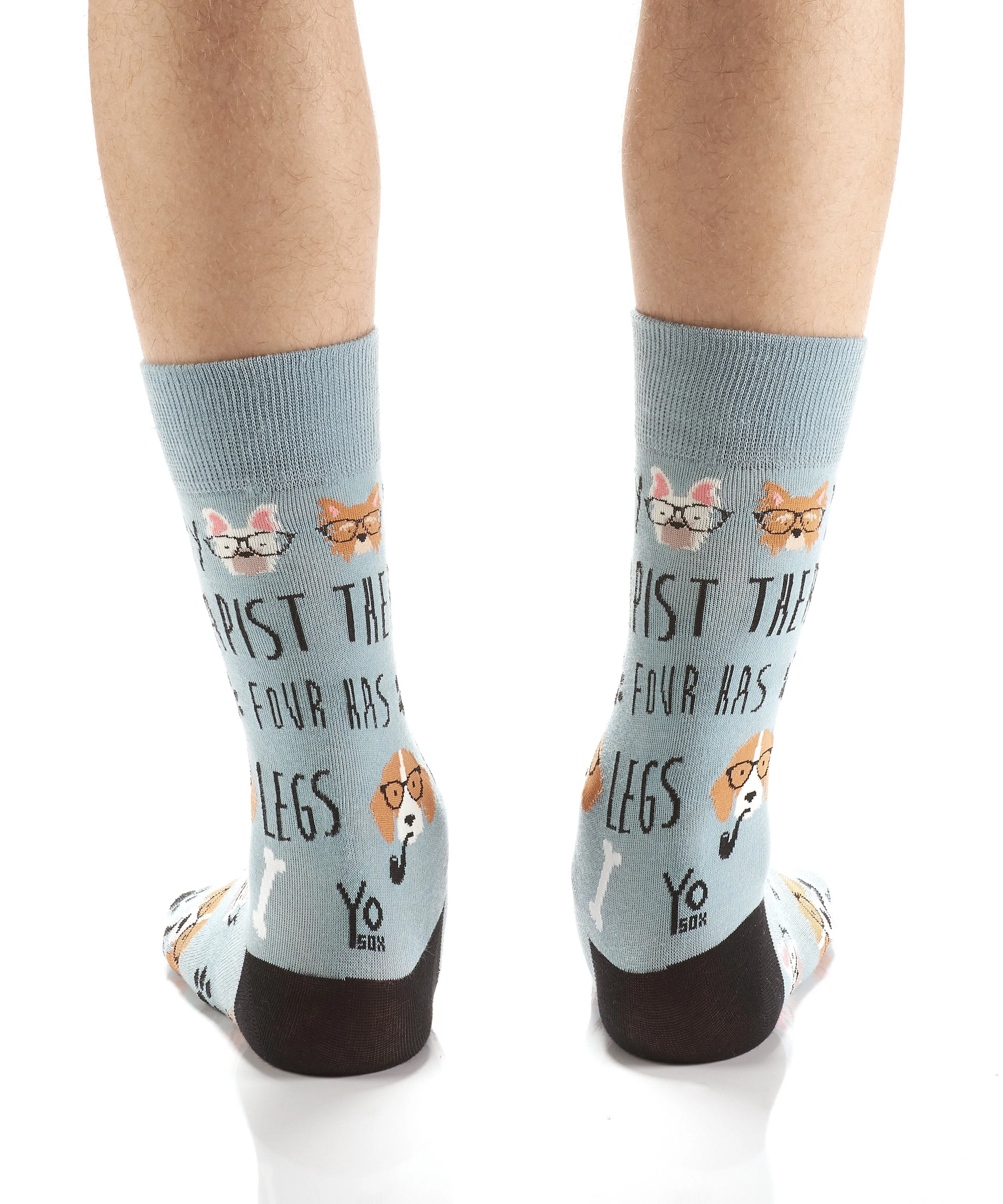 "Four-Legged Friend" Cotton Dress Crew Socks by YO Sox - Large