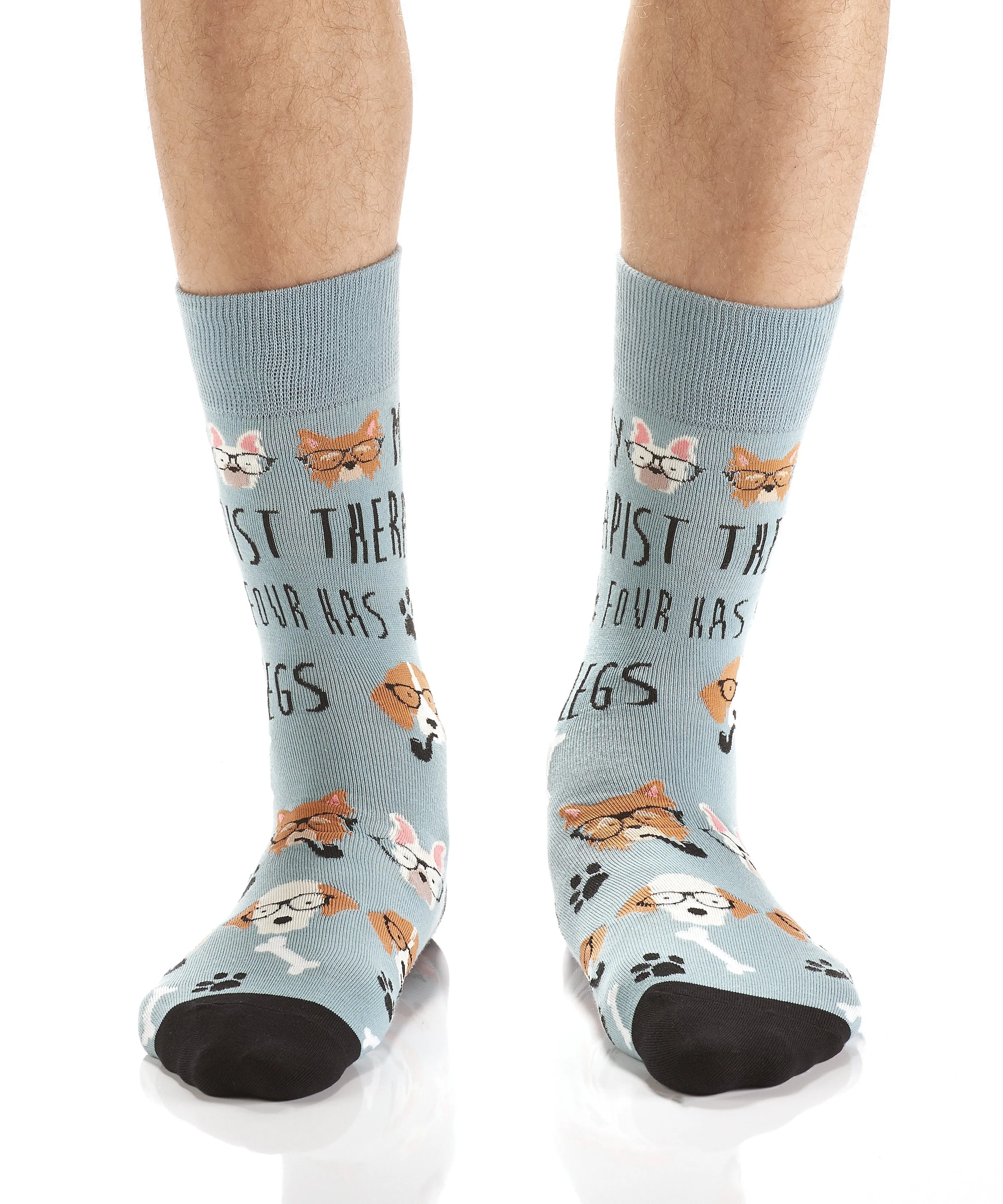 "Four-Legged Friend" Cotton Dress Crew Socks by YO Sox - Large