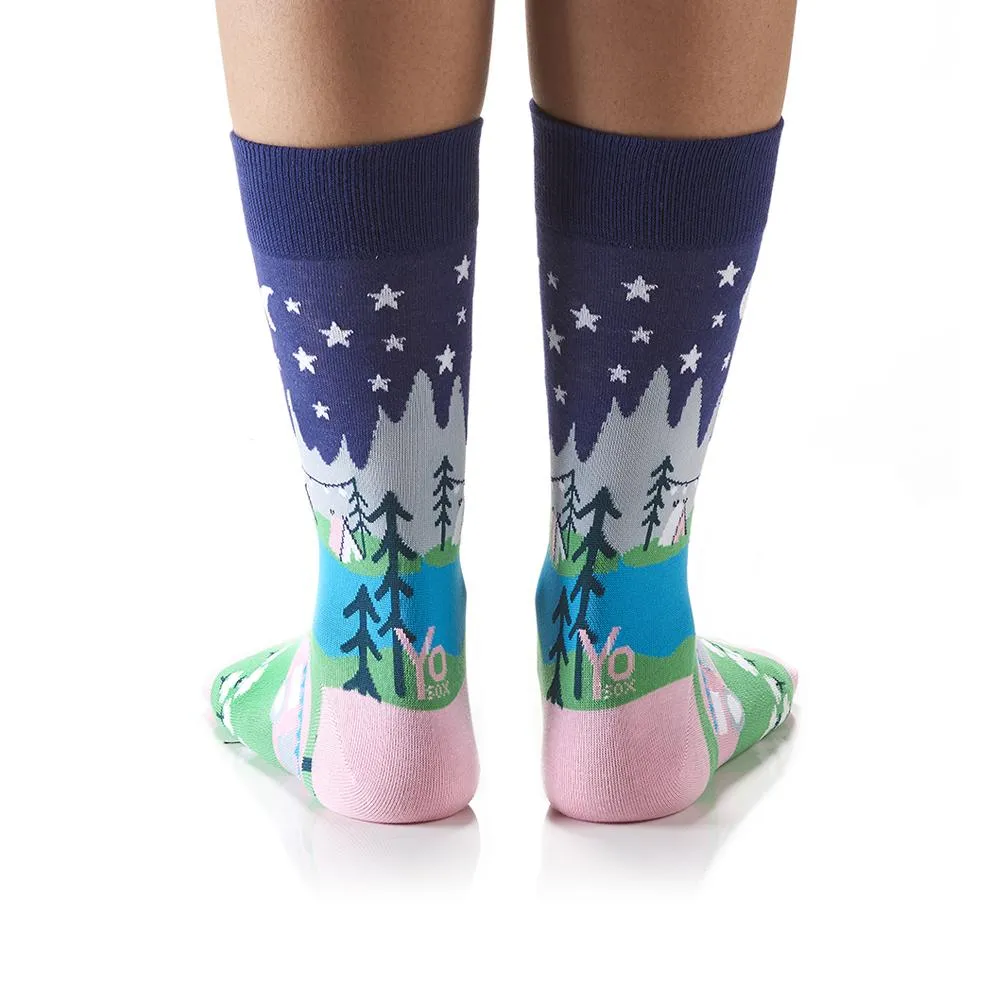"Glamping" Cotton Dress Crew Socks by YO Sox - Medium
