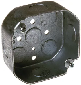 Raco 8125 Octagonal Box, 3.563 in OAW, 1.813 in OAD, 3.563 in OAH, 8-Knockout, Steel Housing Material, Gray :EA: QUANTITY: 1