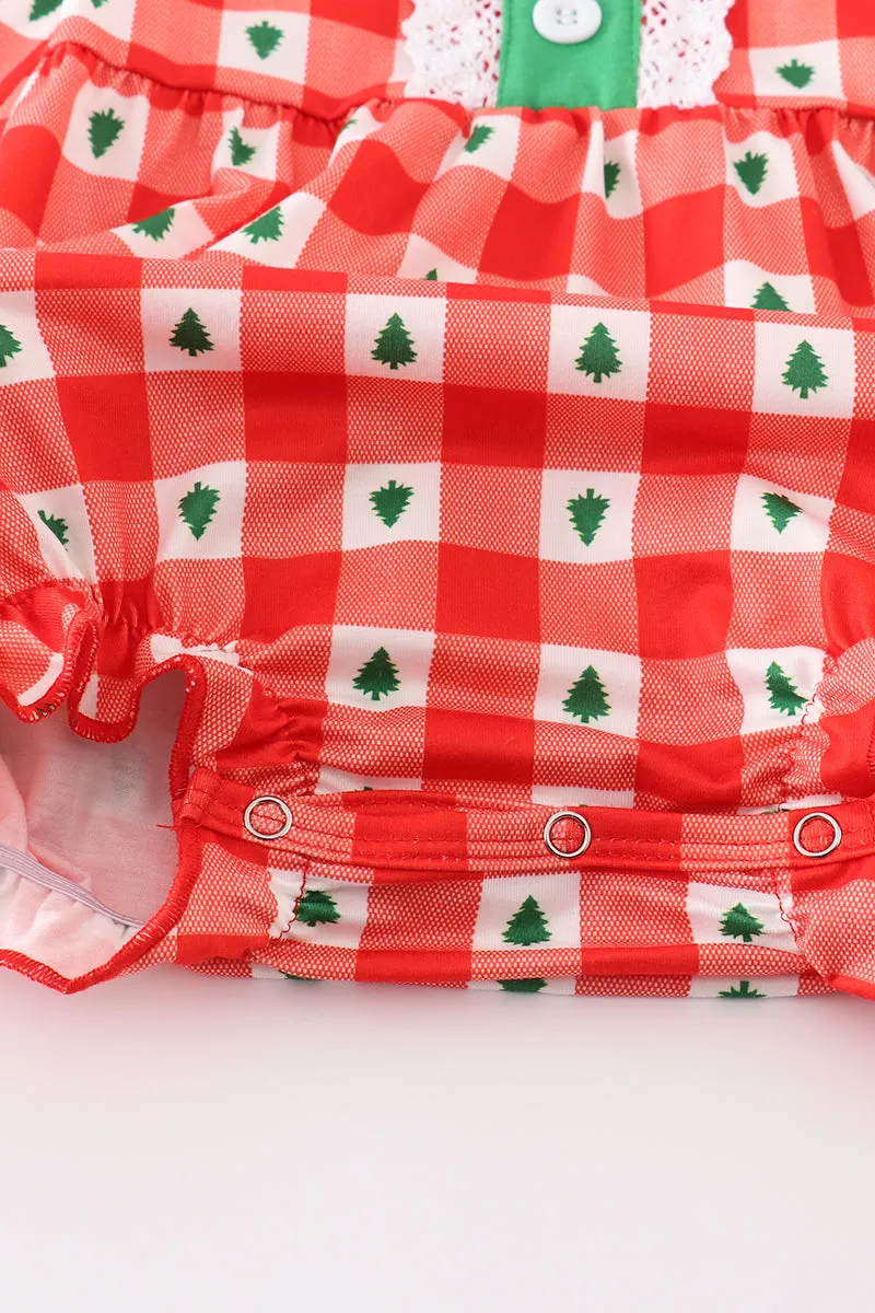 Red christmas tree gingham girl bubble