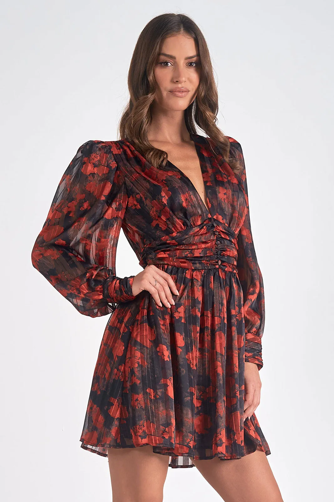 Red Floral Mini Dress