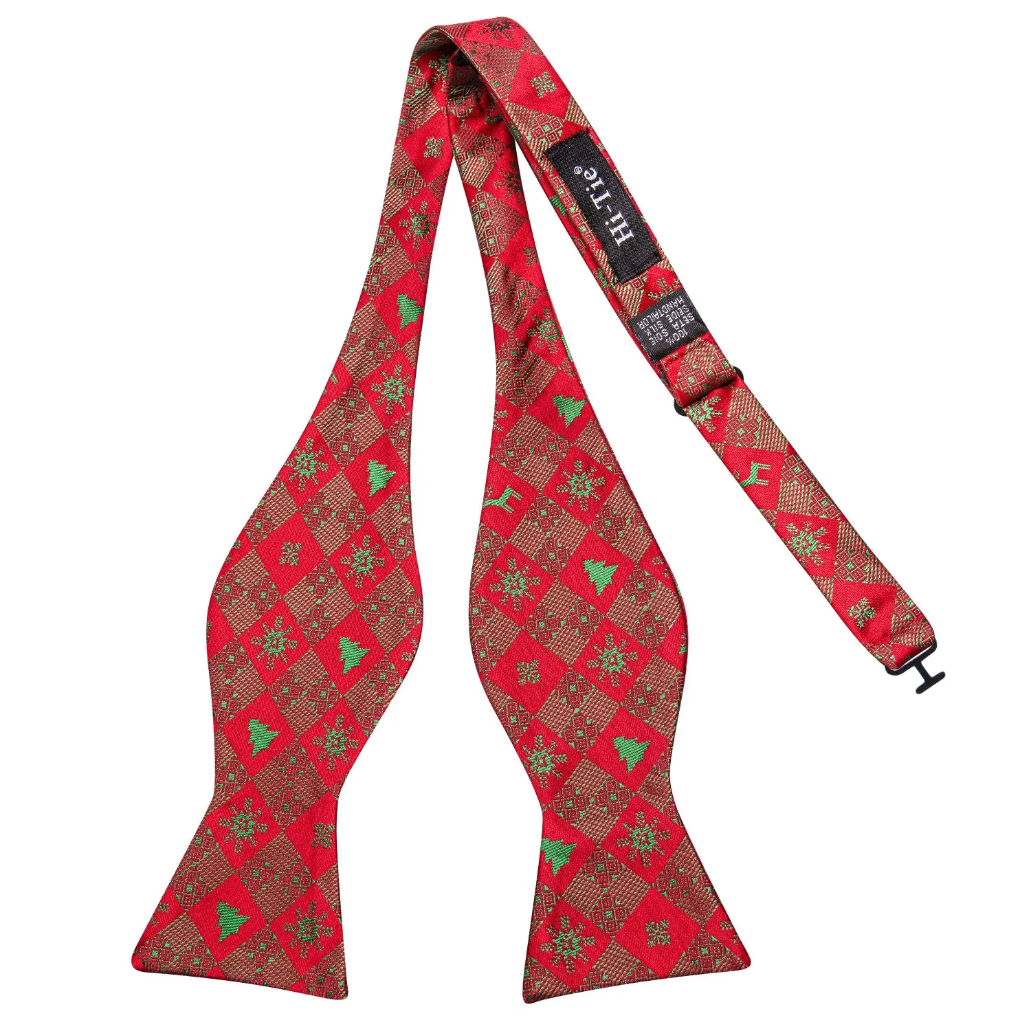 Red Green Christmas Tree Self-tied Bow Tie Hanky Cufflinks Set