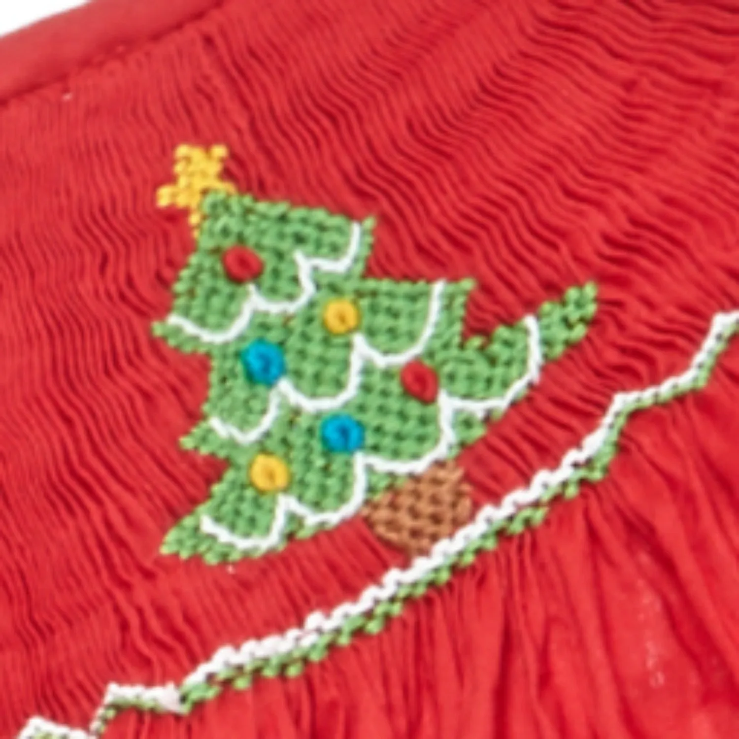 Red Smocked Christmas Tree Dress