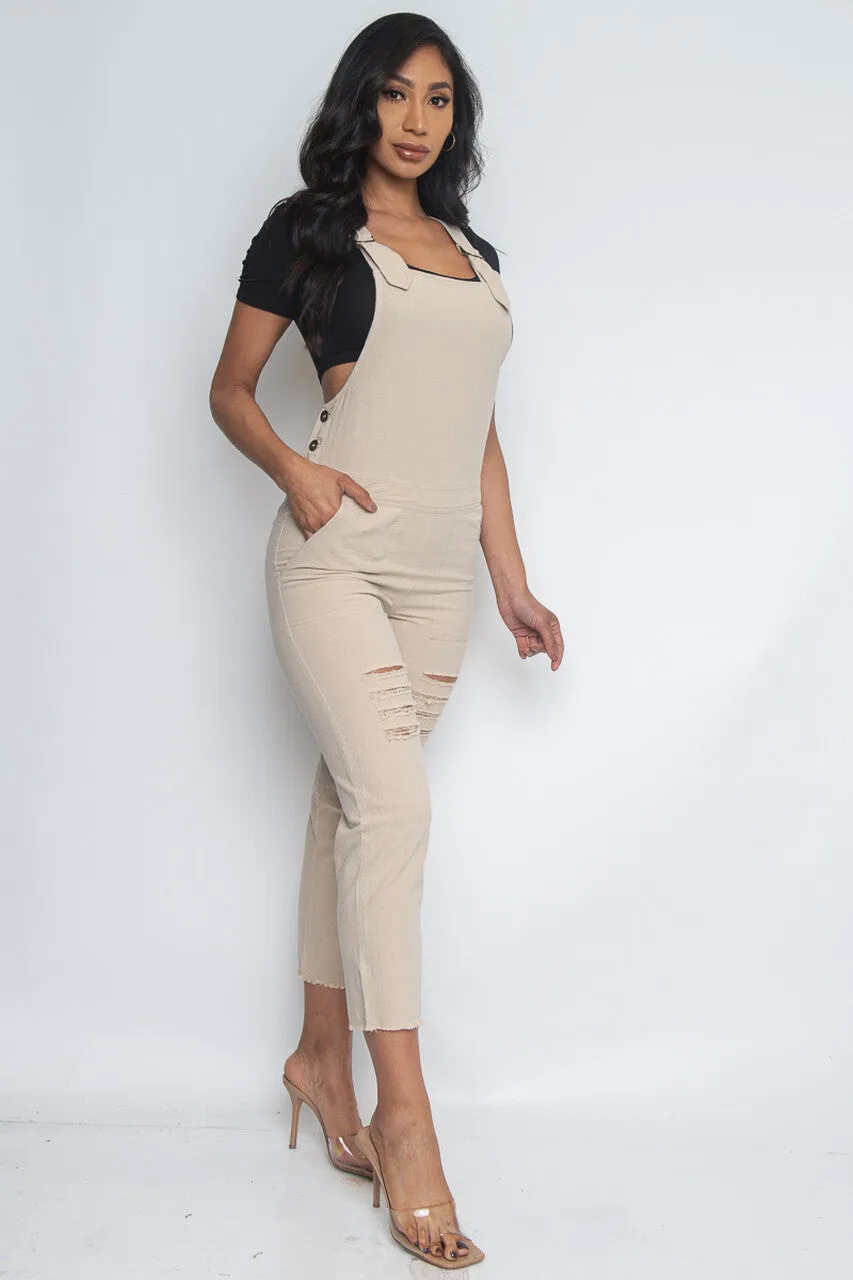 Ripped Overall Pocket Jumpsuit