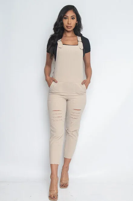 Ripped Overall Pocket Jumpsuit