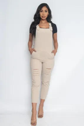 Ripped Overall Pocket Jumpsuit