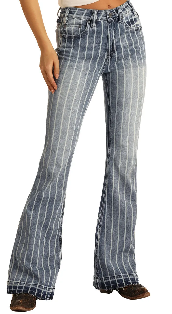 ROCK AND ROLL LADIES HIGH RISE EXTRA STRETCH STRIPED TROUSER JEANS STYLE W8H2533
