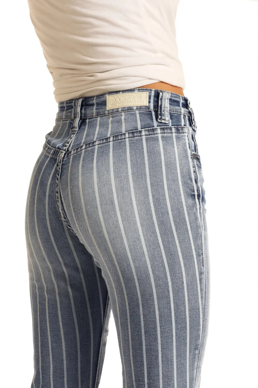 ROCK AND ROLL LADIES HIGH RISE EXTRA STRETCH STRIPED TROUSER JEANS STYLE W8H2533