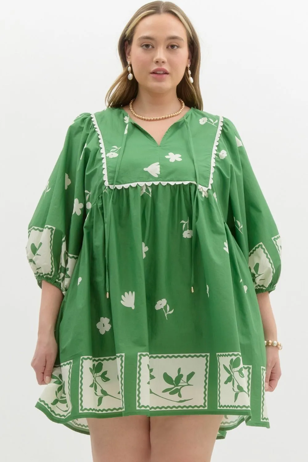 RORY BABYDOLL DRESS IN GREEN:AVAILABLE IN PLUS SIZE