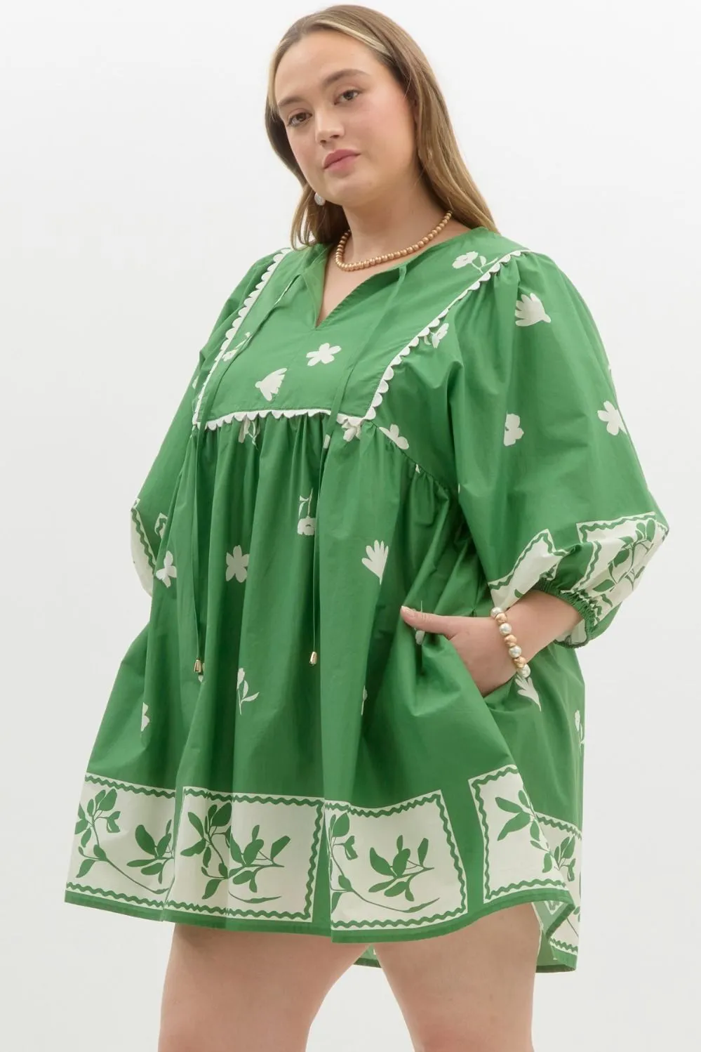 RORY BABYDOLL DRESS IN GREEN:AVAILABLE IN PLUS SIZE