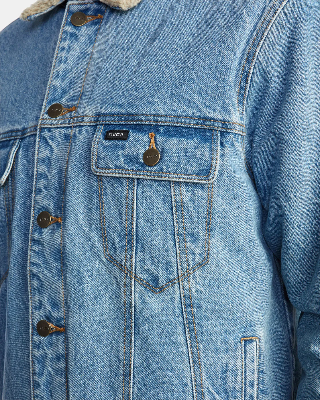 RVCA Waylon Denim Trucker Jacket Bleached Indigo