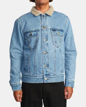 RVCA Waylon Denim Trucker Jacket Bleached Indigo