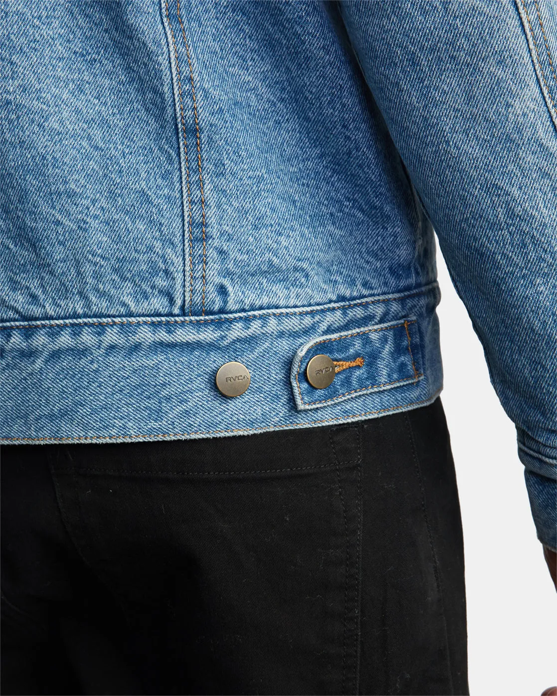 RVCA Waylon Denim Trucker Jacket Bleached Indigo