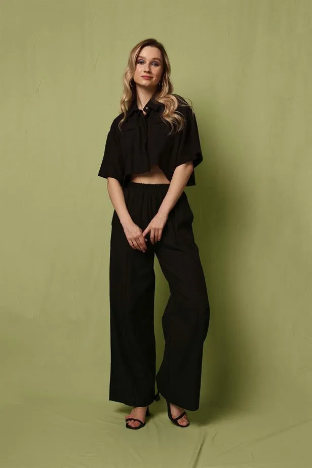 RYN Wholesale Sewing Detail Pants Black - Cork