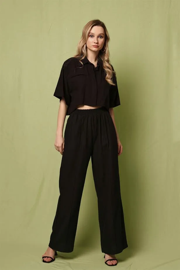 RYN Wholesale Sewing Detail Pants Black - Cork