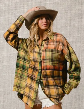 Sale $29! Frayed Hem Plaid Shirt